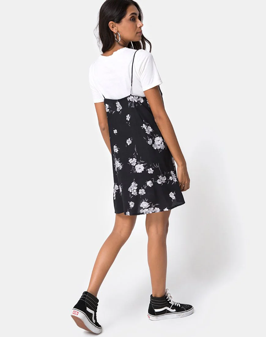 Sanna Slip Dress in Mono Flower Schwarz - Image 4