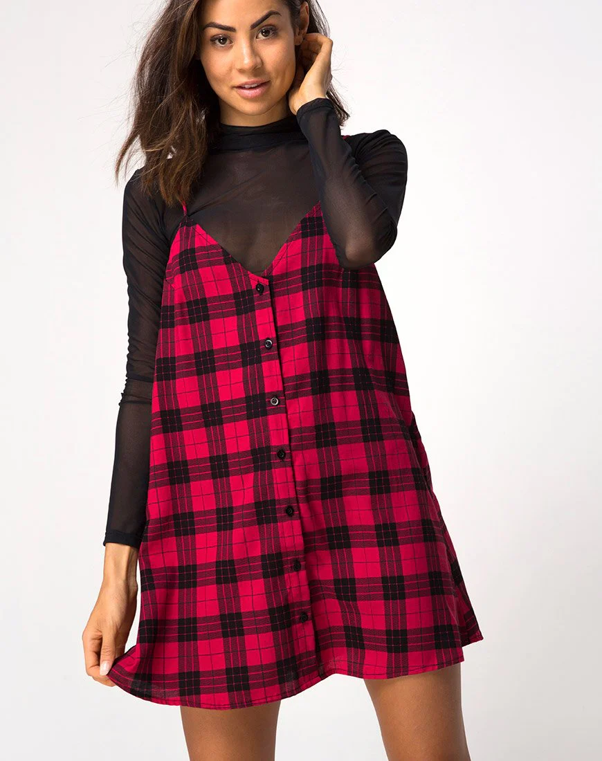 Sanna Kleid in Winterkariert Rot und Schwarz