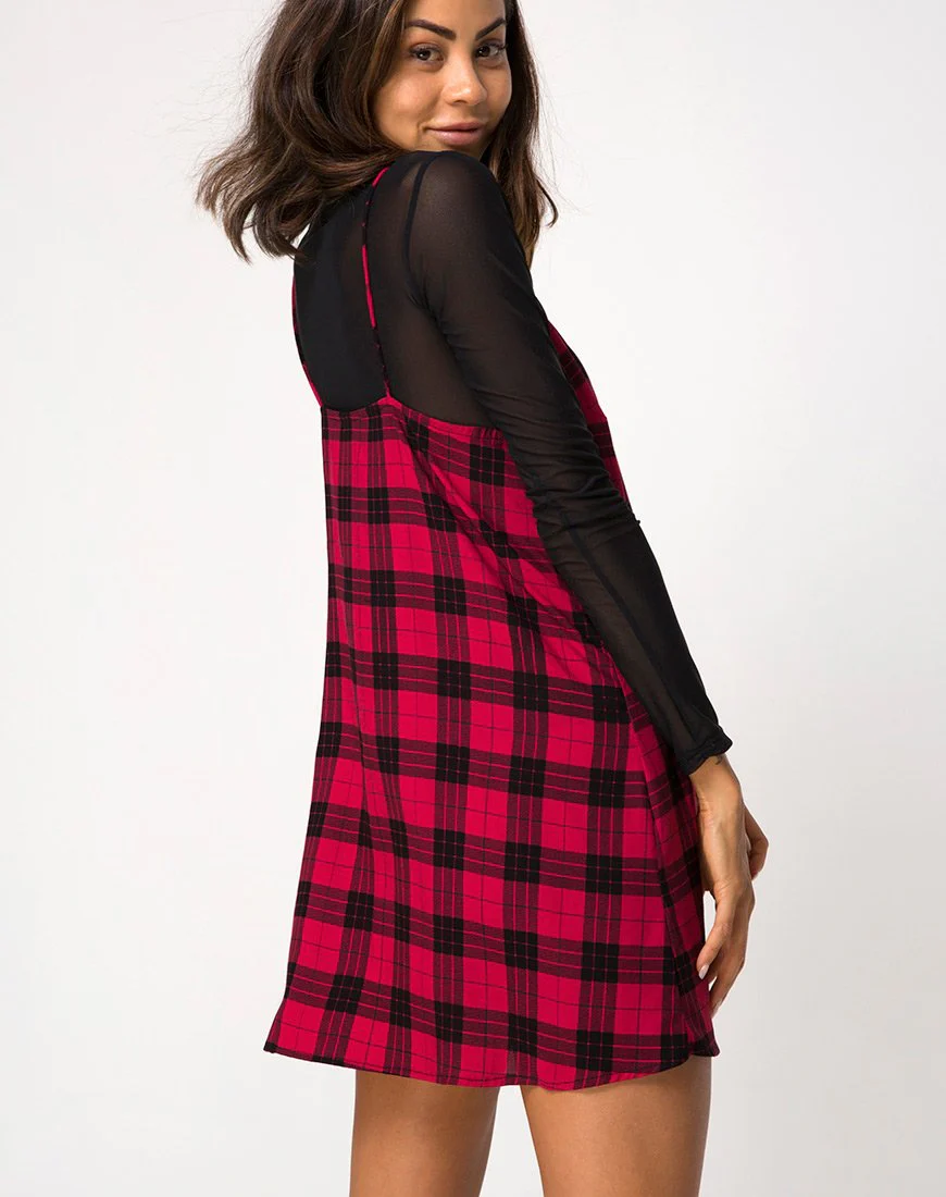 Sanna Kleid in Winterkariert Rot und Schwarz - Image 2