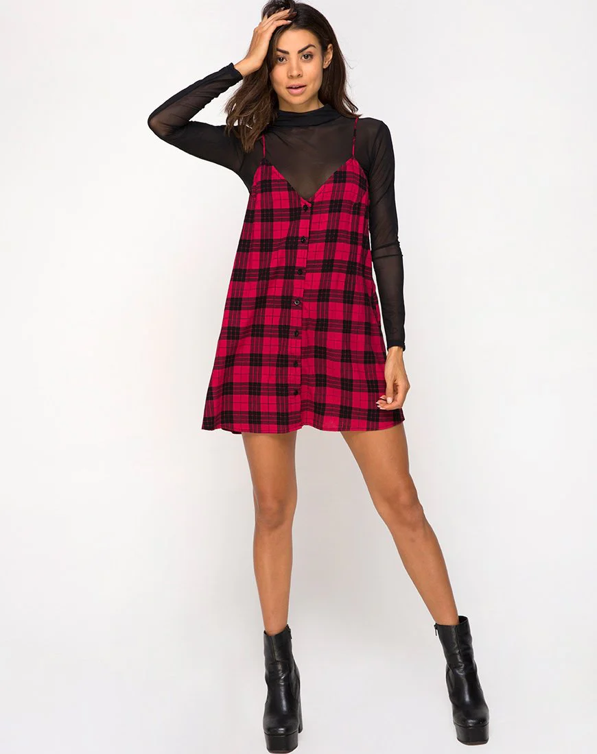 Sanna Kleid in Winterkariert Rot und Schwarz - Image 3