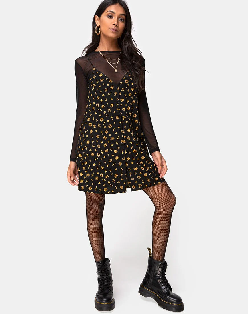Sanna Slip Dress in Mini Astro Schwarz - Image 3