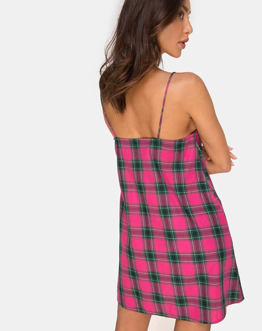 Sanna Slip Dress in Rosa und Grün kariert - Image 3