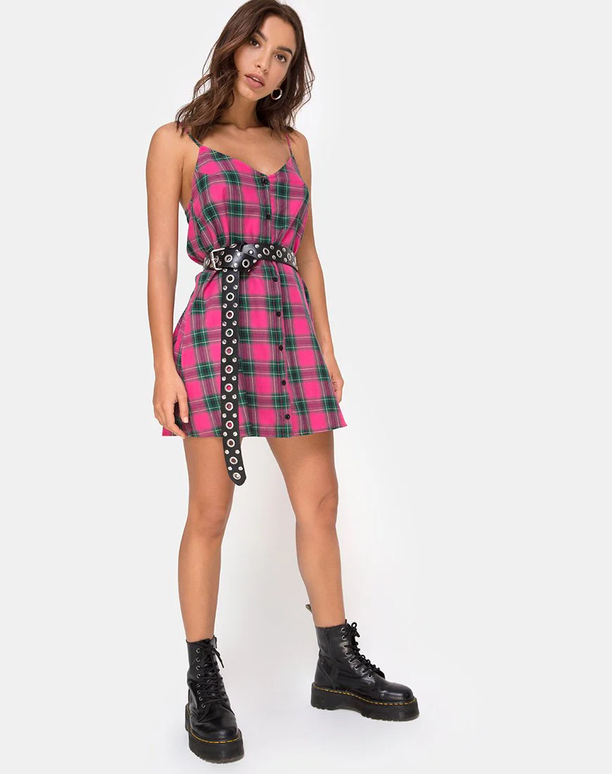 Sanna Slip Dress in Rosa und Grün kariert - Image 4