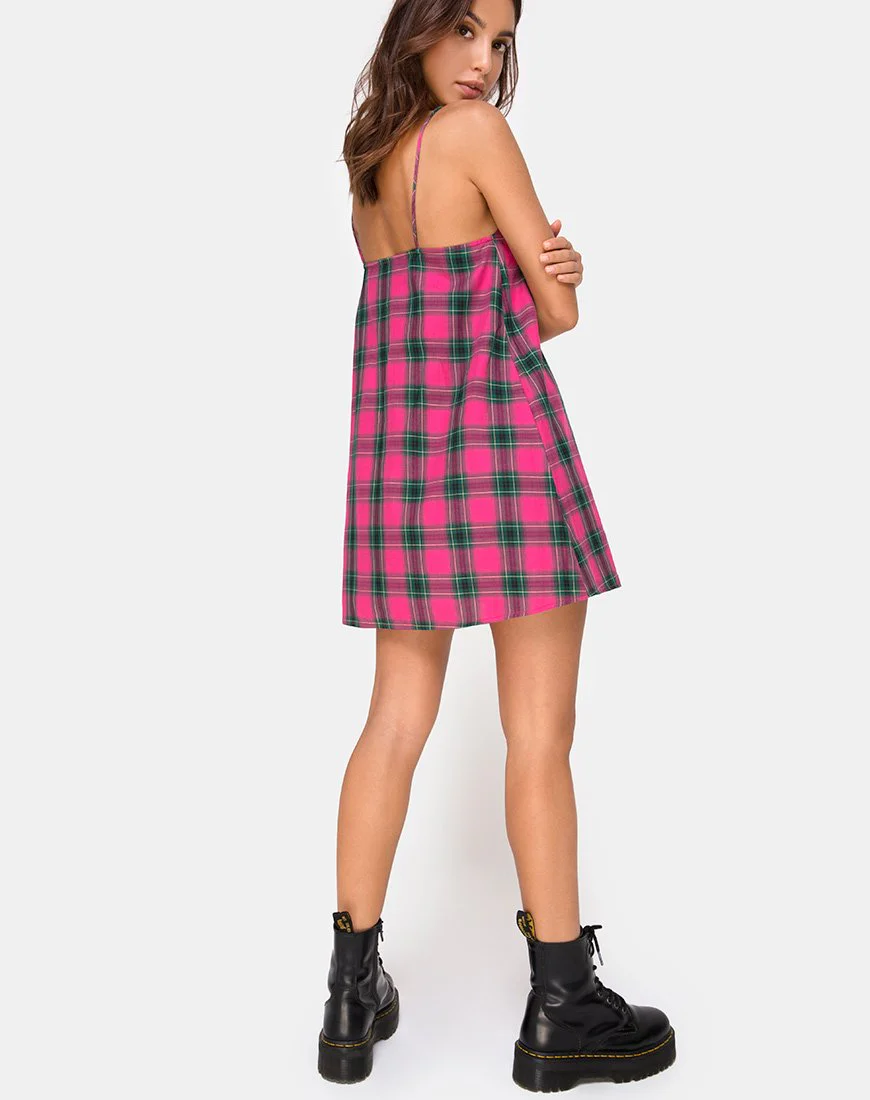 Sanna Slip Dress in Rosa und Grün kariert - Image 5