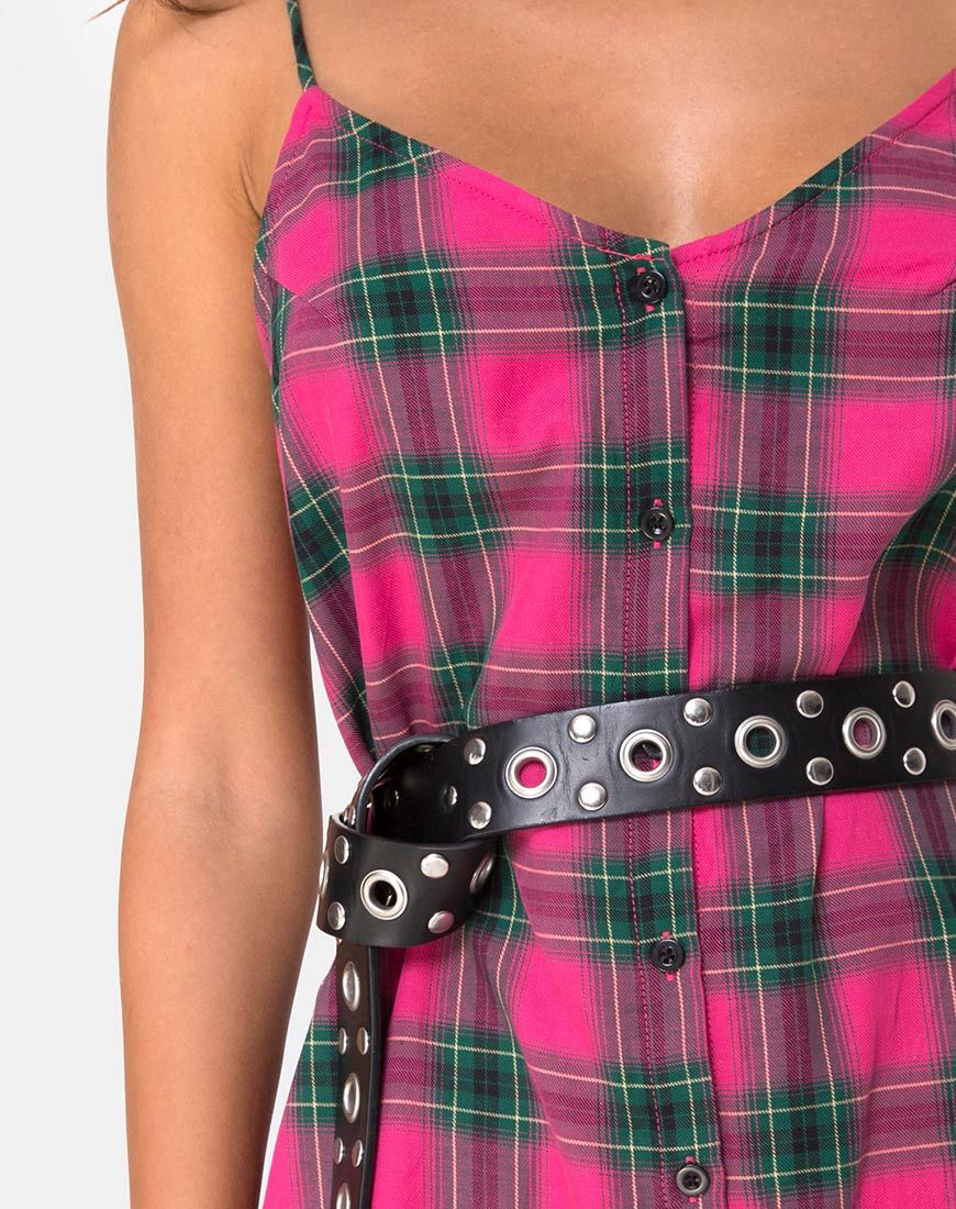 Sanna Slip Dress in Rosa und Grün kariert - Image 6