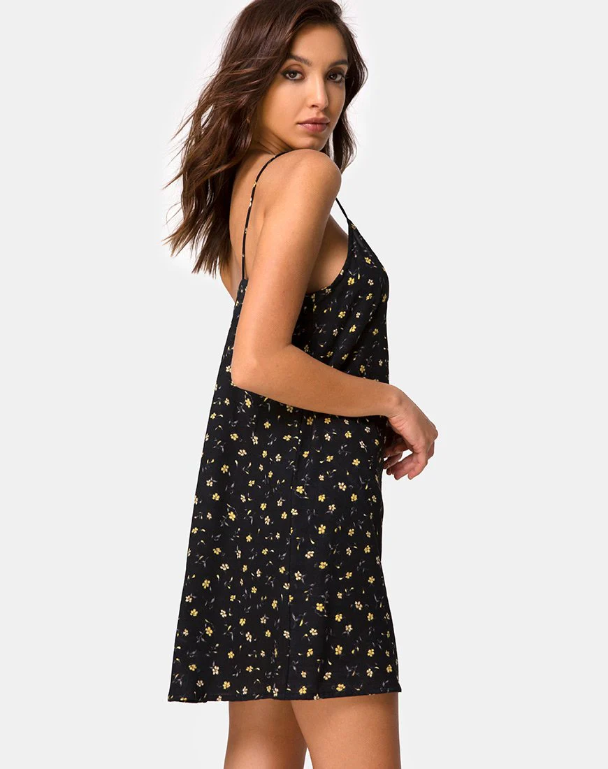 Sanna Slip-Kleid in Pretty Petal Schwarz - Image 2