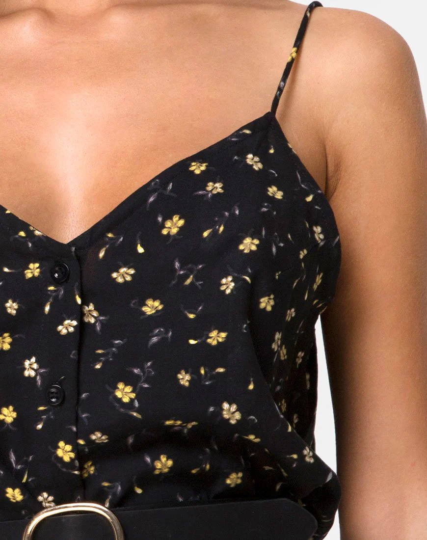 Sanna Slip-Kleid in Pretty Petal Schwarz - Image 5