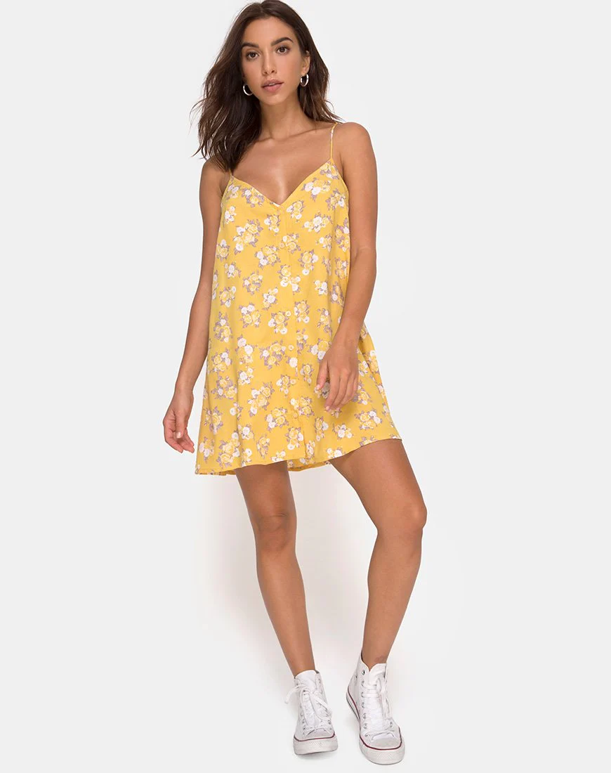Sanna Slip Dress in Rose Bunch Gelb - Image 4