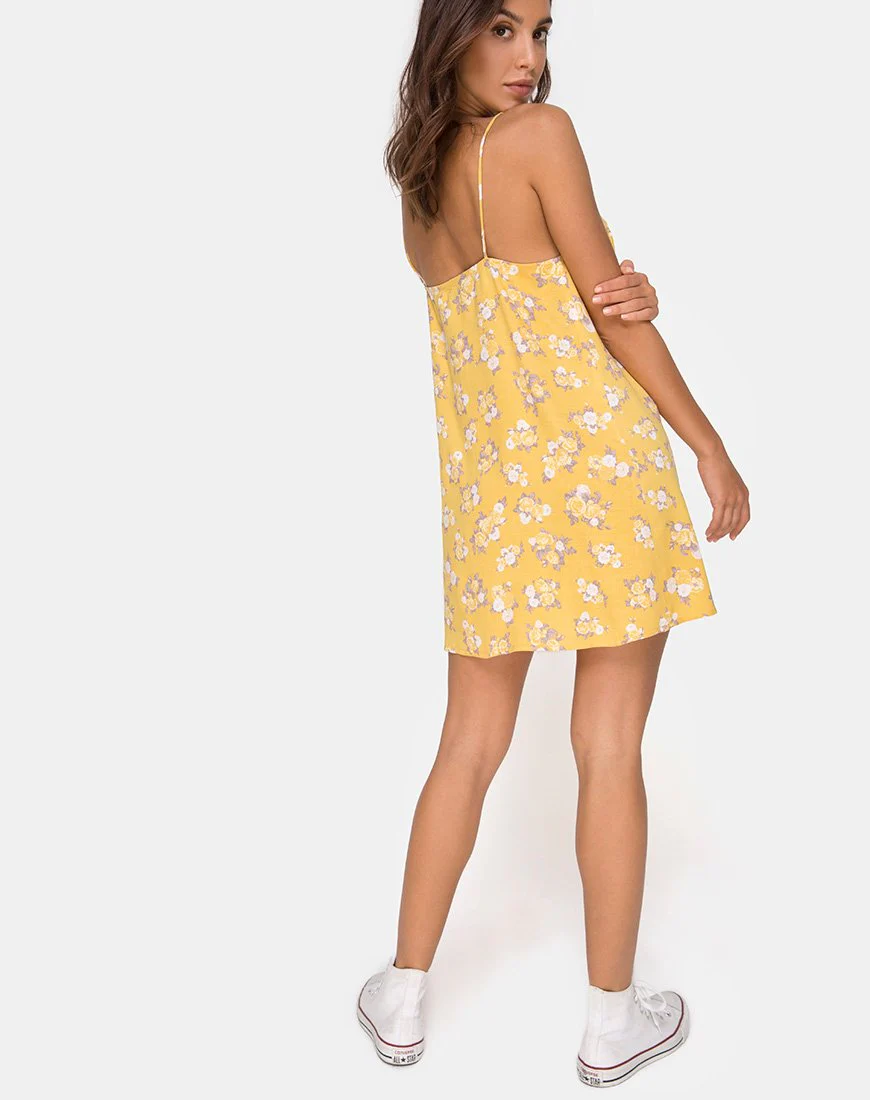 Sanna Slip Dress in Rose Bunch Gelb - Image 5