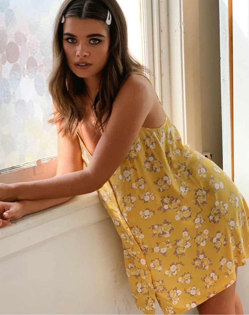 Sanna Slip Dress in Rose Bunch Gelb - Image 6