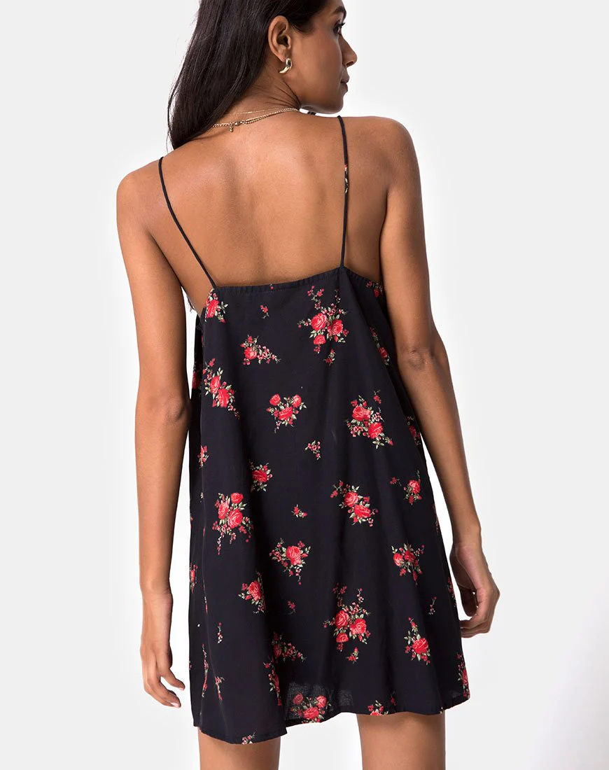 Sanna Slip Dress in Soi Rose Schwarz und Rot - Image 2