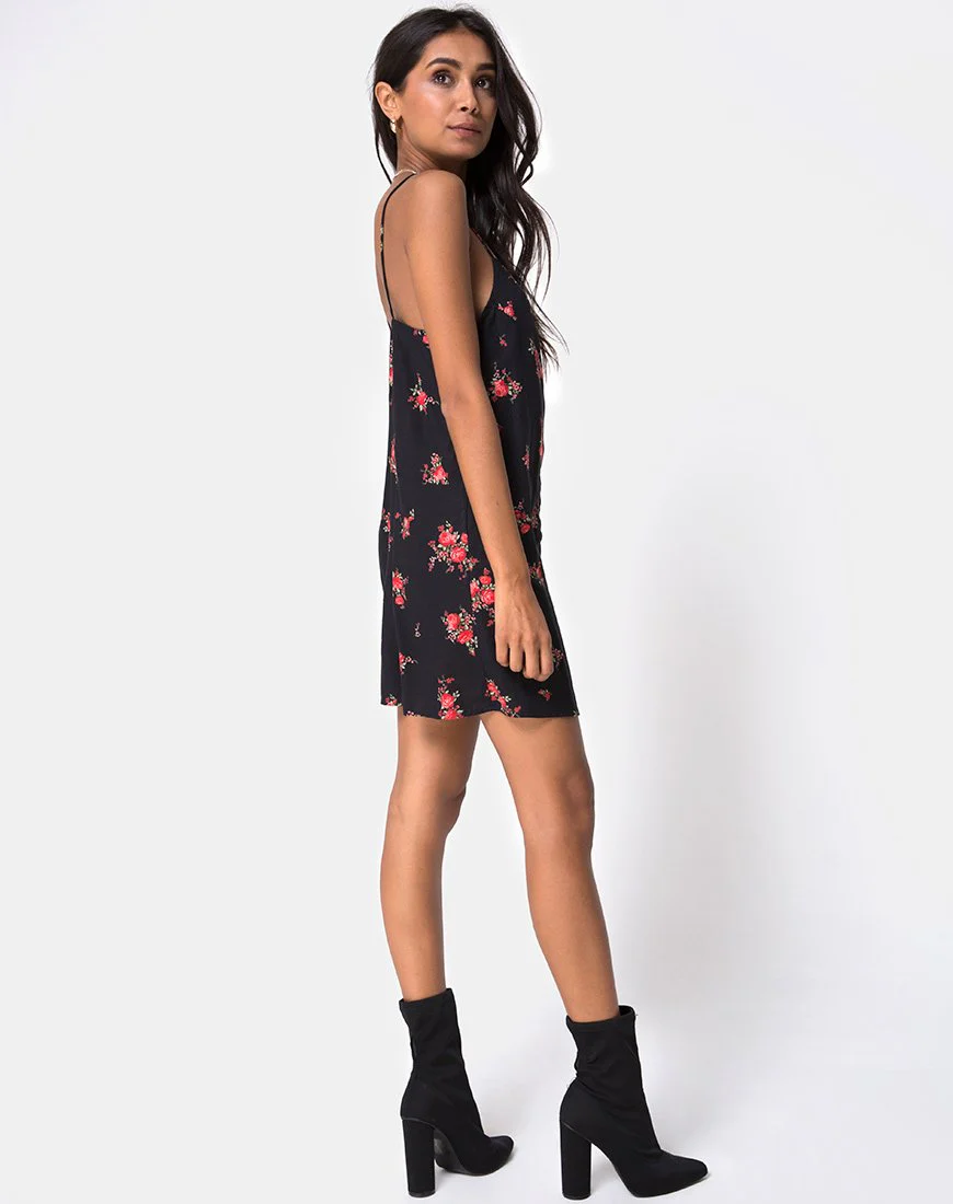 Sanna Slip Dress in Soi Rose Schwarz und Rot - Image 4