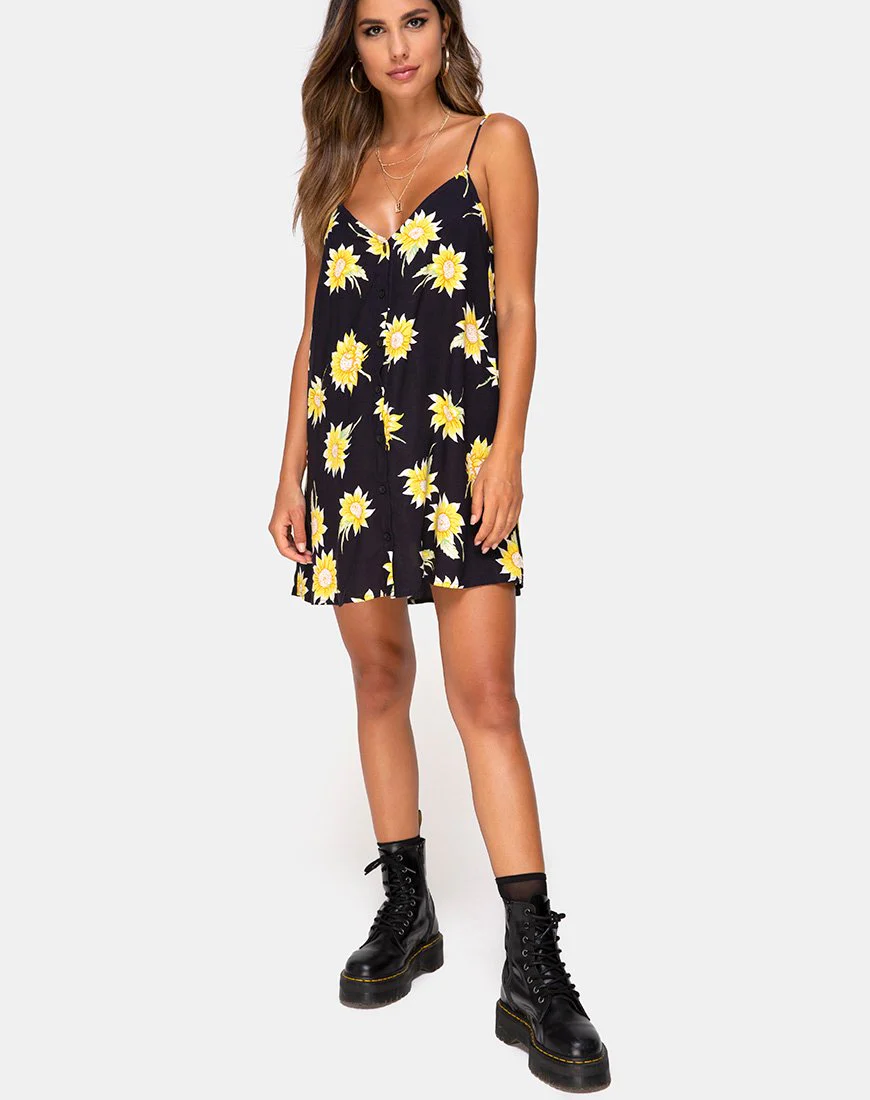Sanna Slip Dress in Sunny Days Schwarz - Image 3