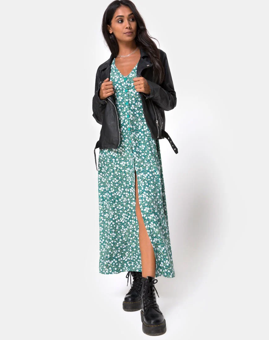 Sanrin Midikleid aus geblümtem Feldgrün - Image 2