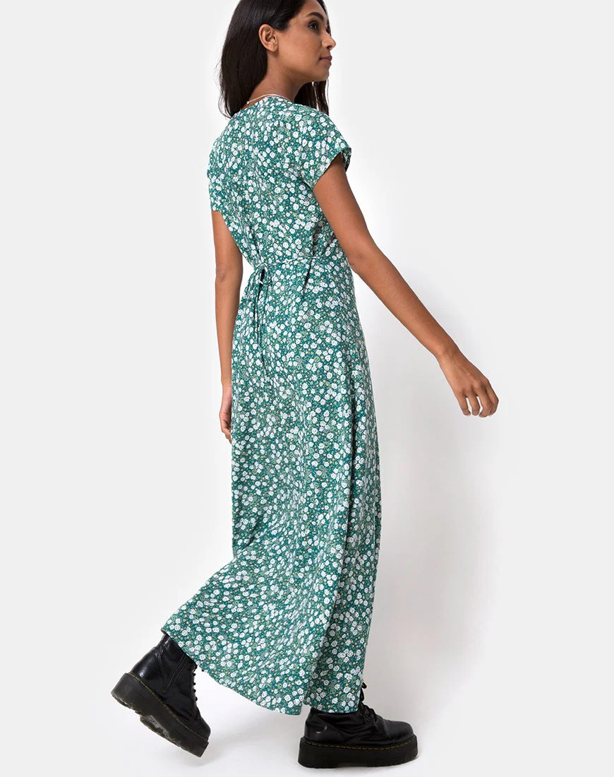 Sanrin Midikleid aus geblümtem Feldgrün - Image 4