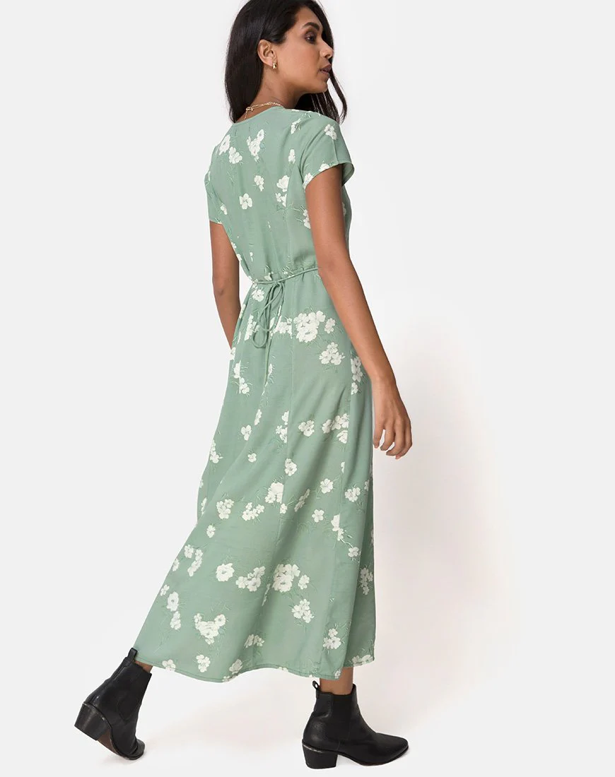 Sanrin Maxikleid in Mono Flower Grün - Image 4