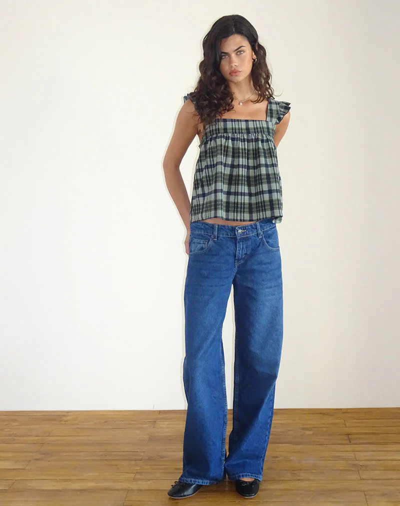 Sanula Top aus Leinen mit Monokaro Grün - Image 4