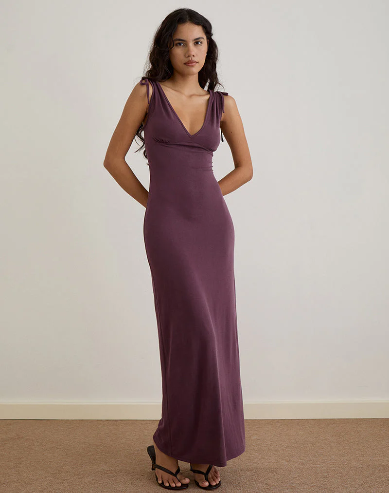 Sanyu Tief ausgeschnittenes Maxikleid aus Cupro Deep Purple - Image 4
