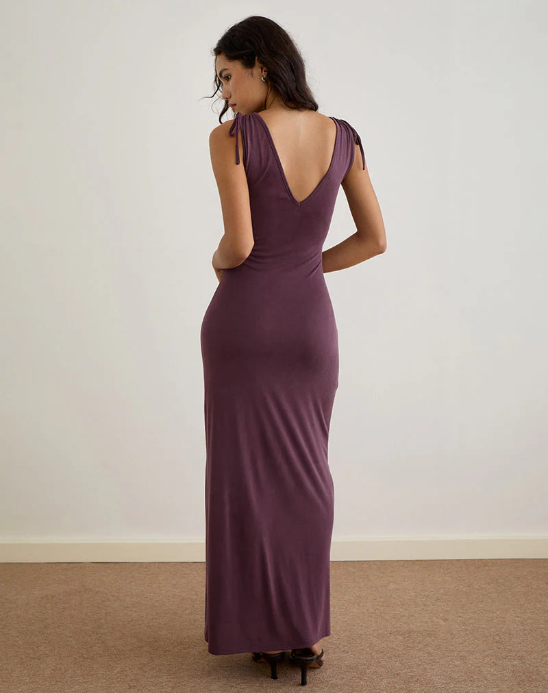Sanyu Tief ausgeschnittenes Maxikleid aus Cupro Deep Purple - Image 5