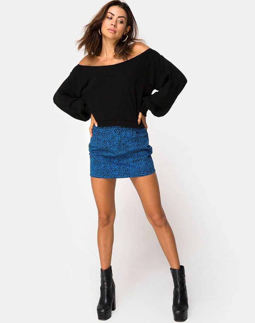 Saray Off The Shoulder Pullover aus schwarzem Strick - Image 3
