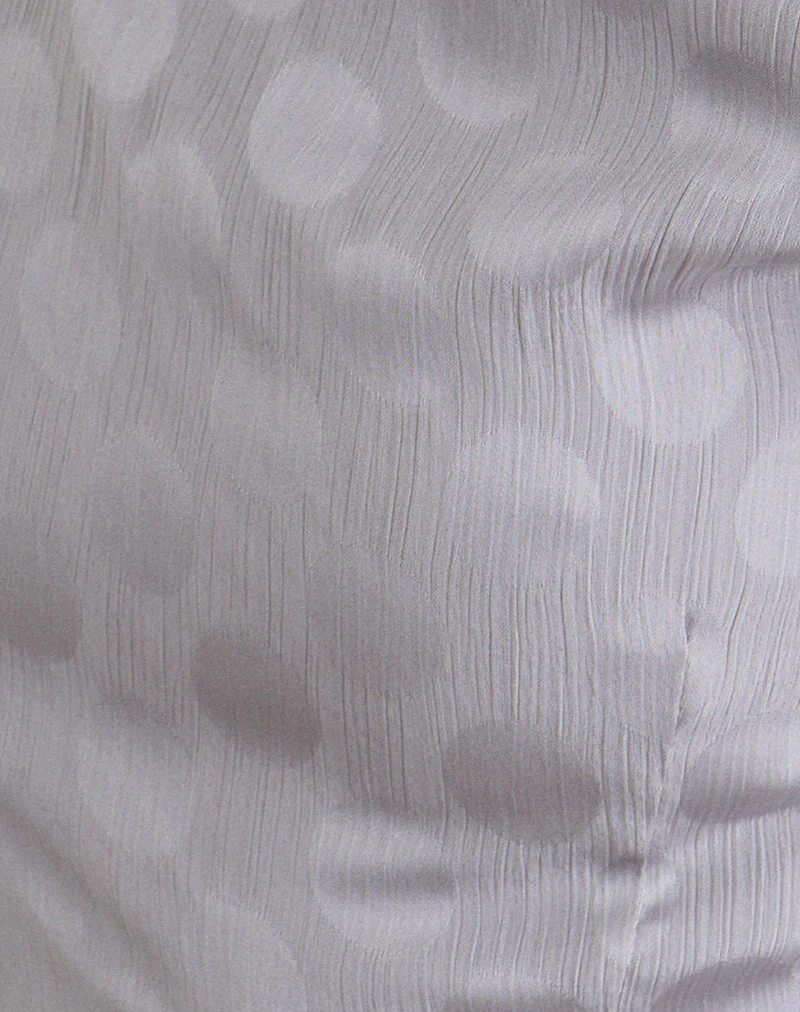 Sardian Maxi Dress in Chiffon Monochrome Silver Grey Polka - Image 6