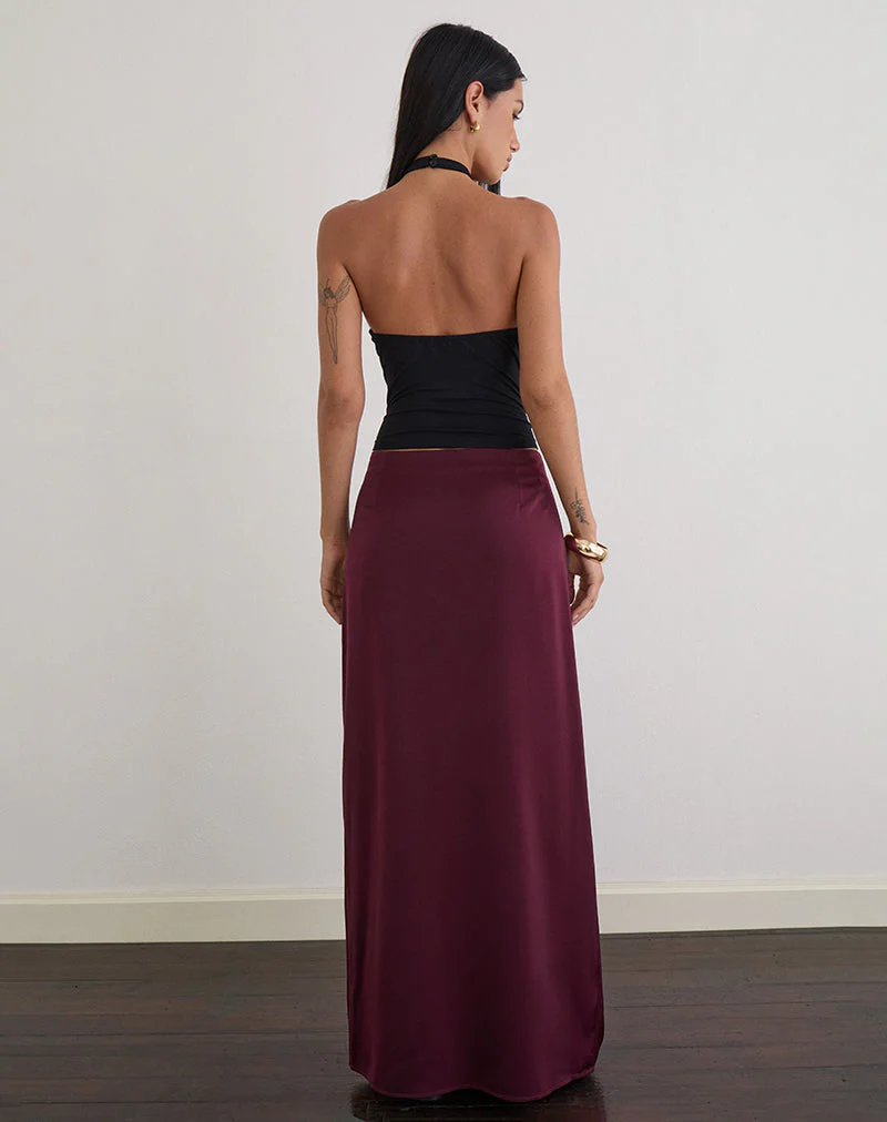 Sarinem Maxirock aus Satin in Burgund - Image 5