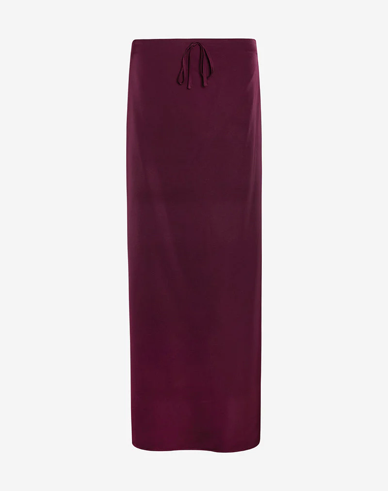Sarinem Maxirock aus Satin in Burgund - Image 6