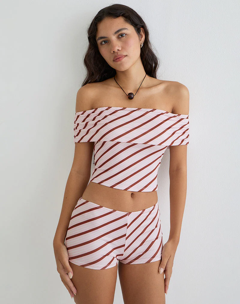 Sarla One Shoulder Top in Diagonalstreifen Rosa - Image 5