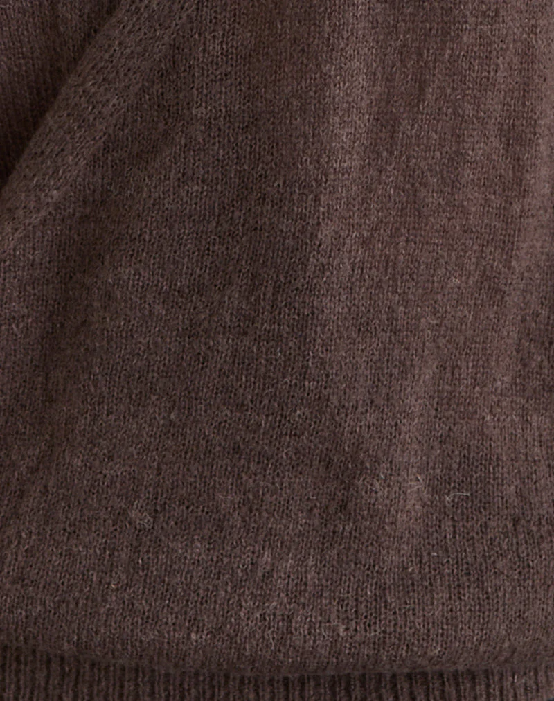 Saroya Plunge Wrap Top in Knit Dark Chocolate - Image 6