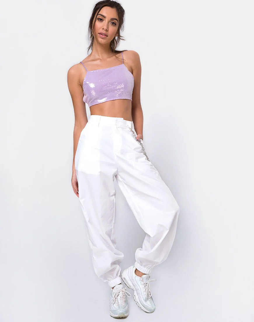 Sasha Crop Top aus mattem Mini-Pailletten-Lila - Image 4
