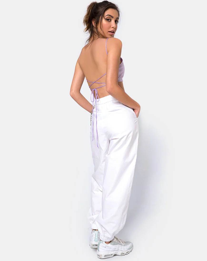 Sasha Crop Top aus mattem Mini-Pailletten-Lila - Image 5