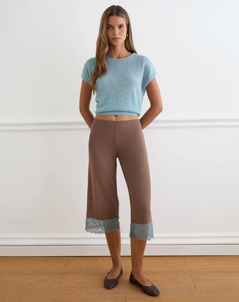 Satomi Capri in Lace Trim Cupro Mink - Image 4