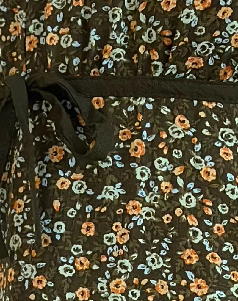Savio Minikleid in Grunge Floral Khaki - Image 6