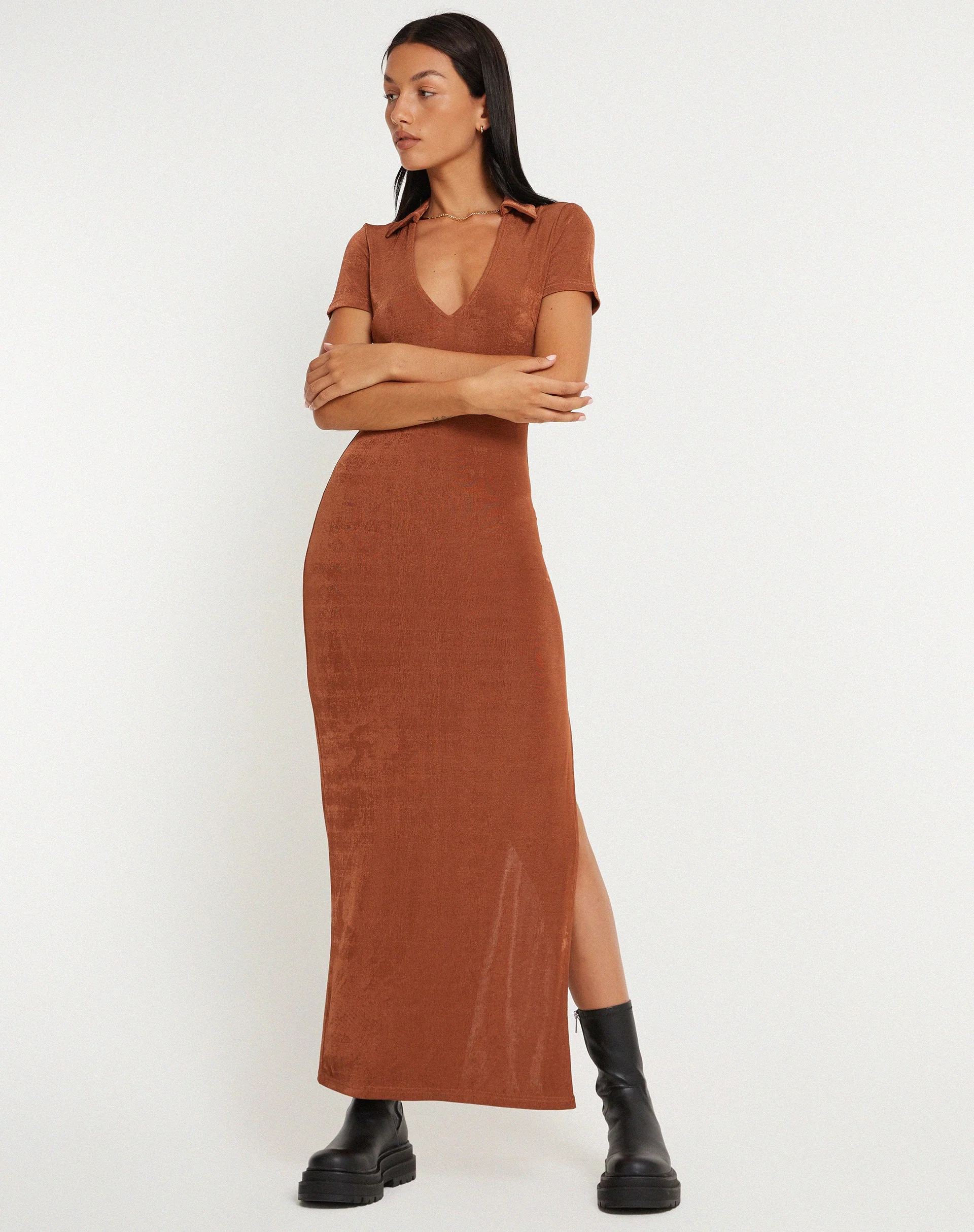 Savita Maxikleid in Bronze - Image 3
