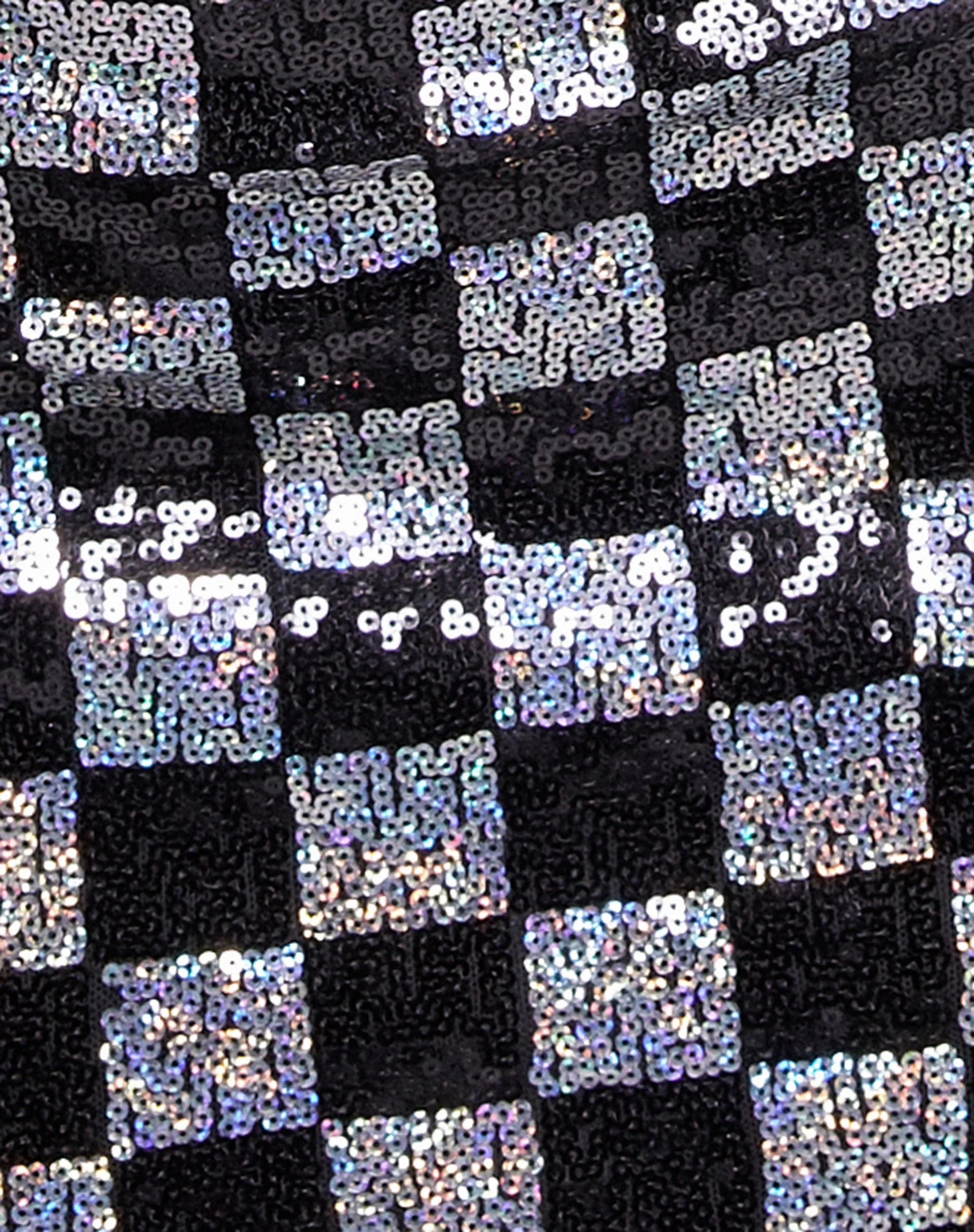 Sazip Minirock aus Pailletten im Schachbrettmuster Schwarz und Silber - Image 8