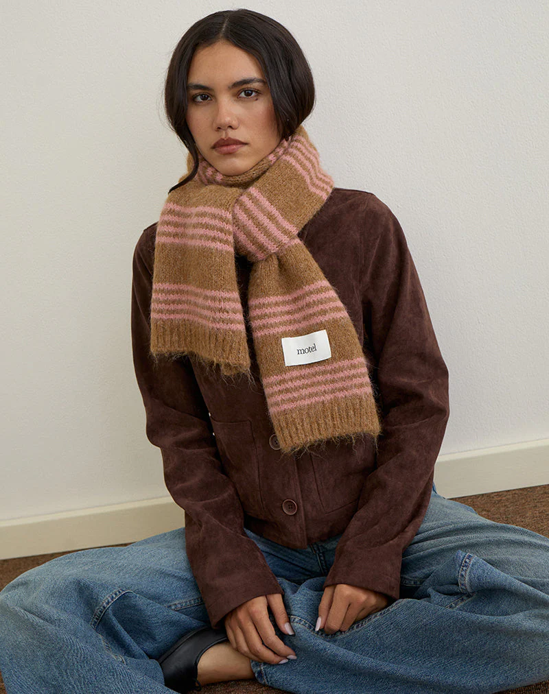 Schal aus rosa gestrickter, gebürsteter Wolle - Image 3