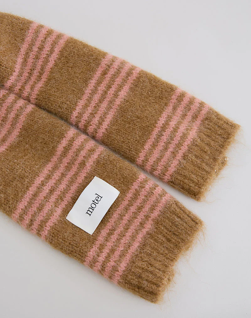 Schal aus rosa gestrickter, gebürsteter Wolle - Image 5