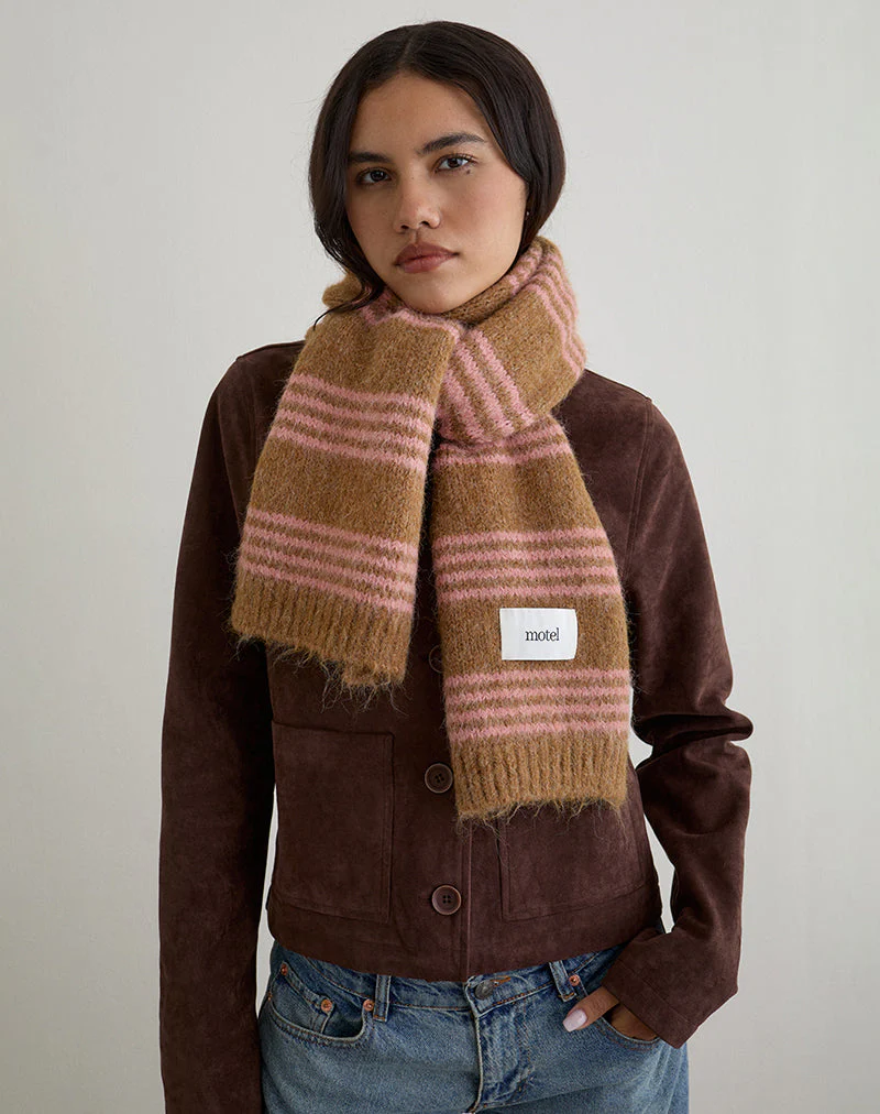 Schal aus rosa gestrickter, gebürsteter Wolle - Image 6
