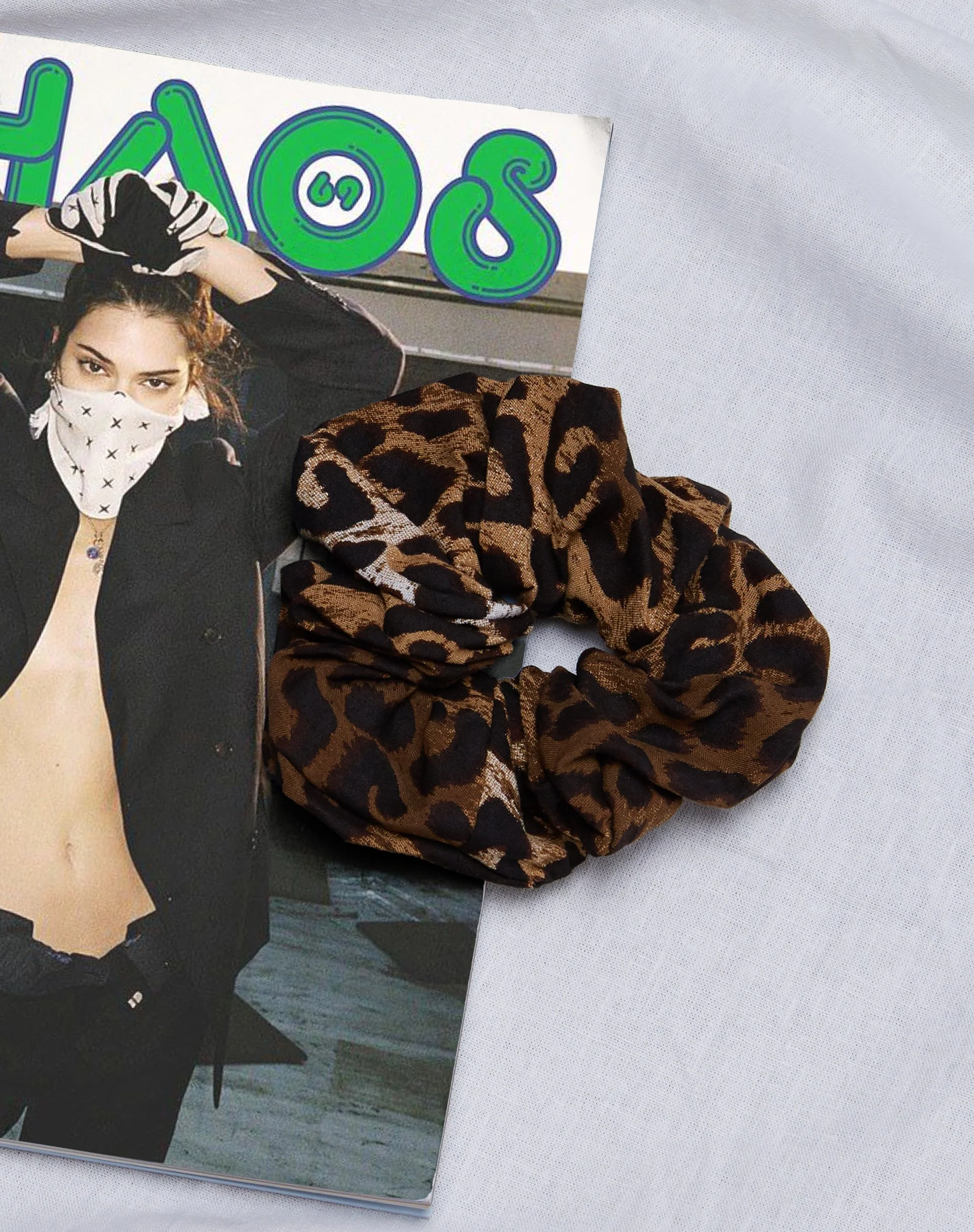Haargummi in Nacht Leopard Braun