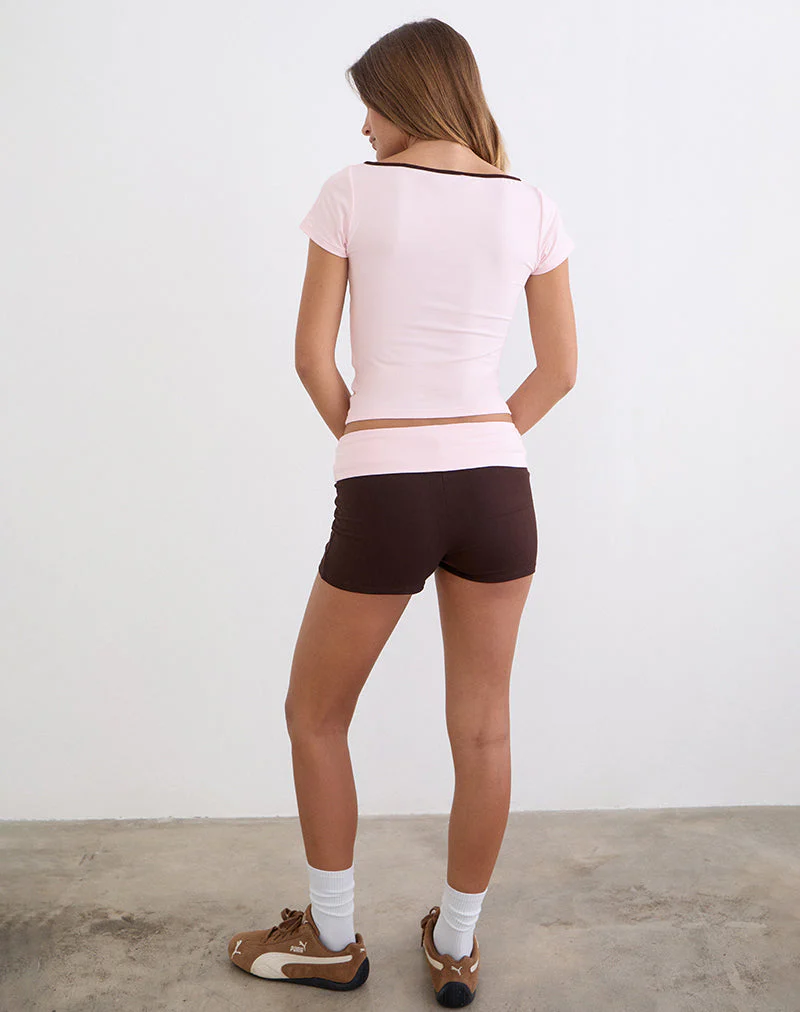 Sea Foldover Short in Bitter Chocolate and Light Pink - Image 5