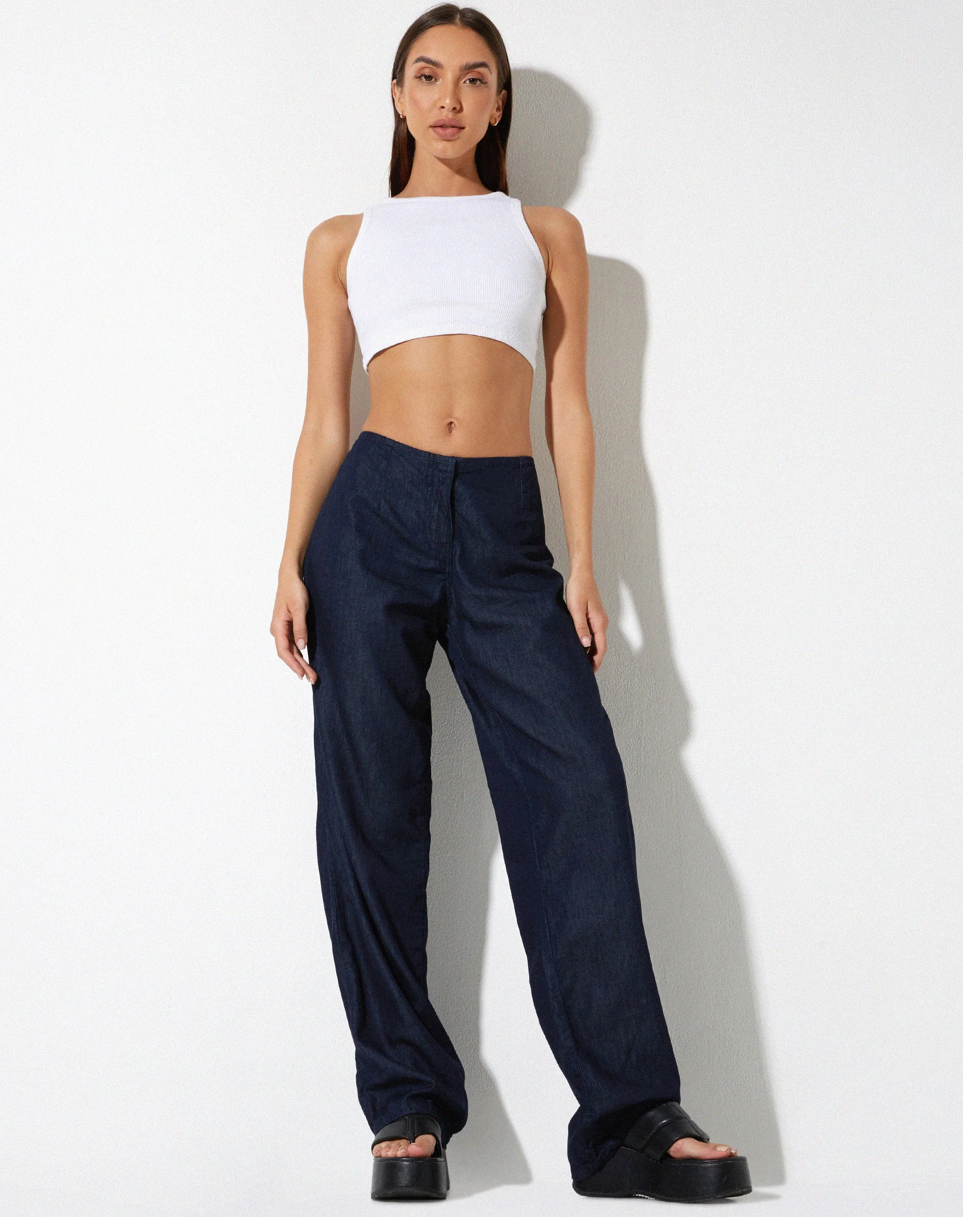 Sedna Hose mit weitem Bein aus Denim Blue Chambray - Image 3