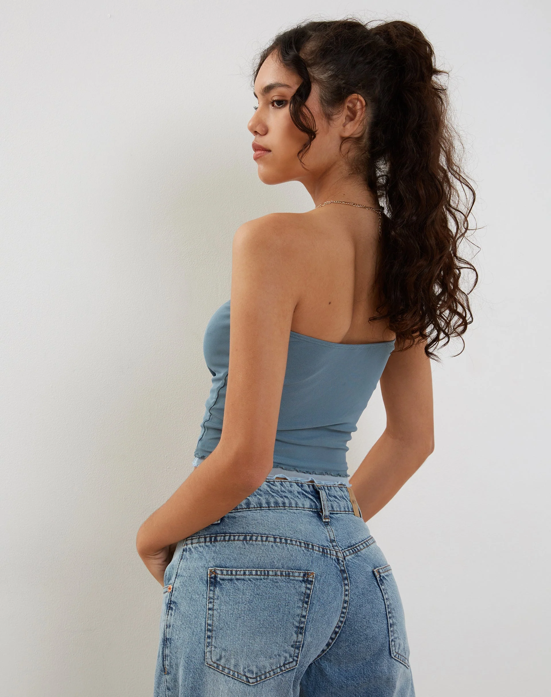 Seka Bandeau-Top aus Mesh Tonal Blau - Image 2
