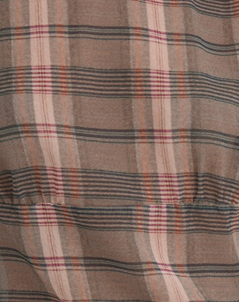 Sekala Top in Braun und Rosa mit verschwommenem Karomuster - Image 6