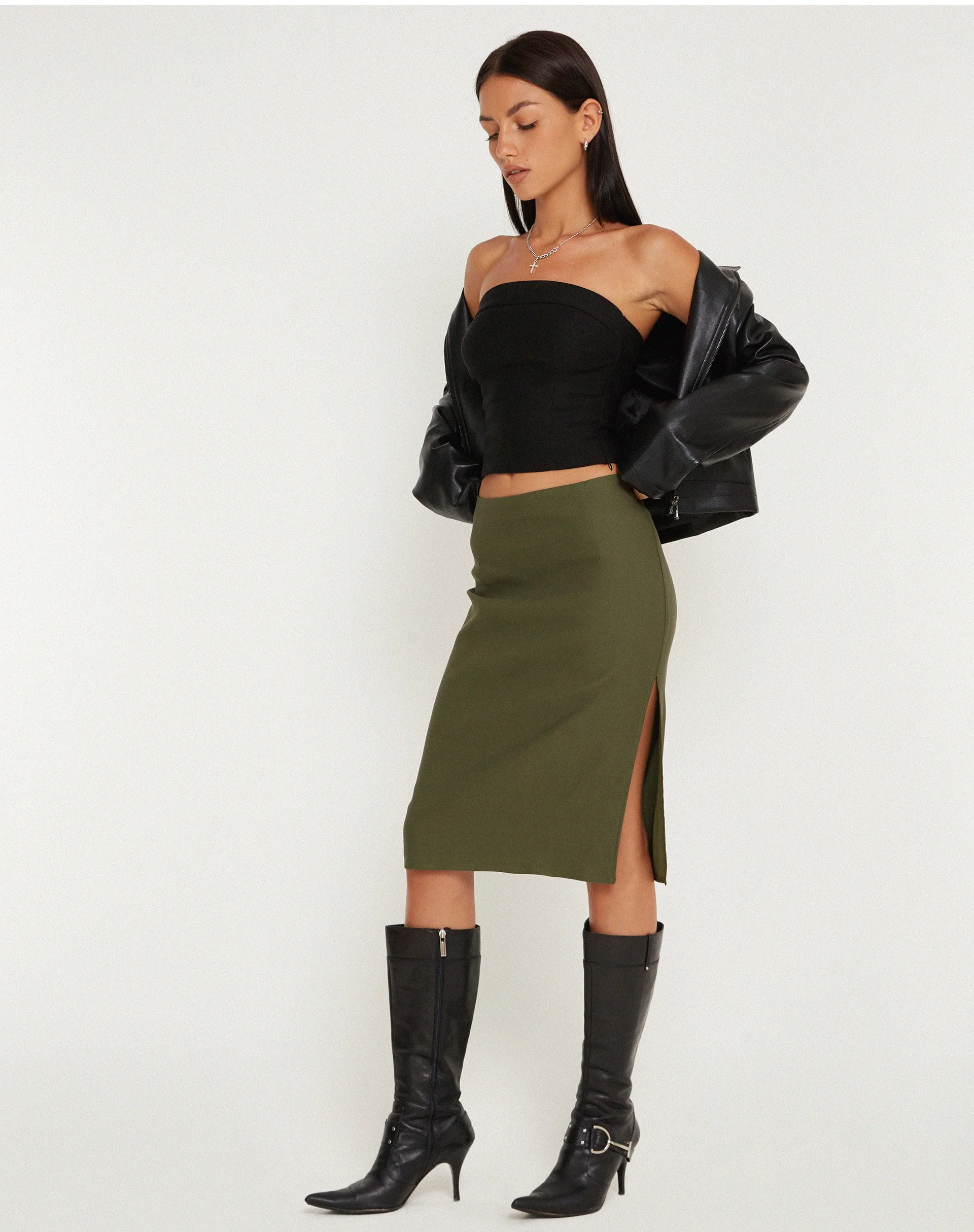 Sekoji Midirock mit Seitenschlitz in Khaki