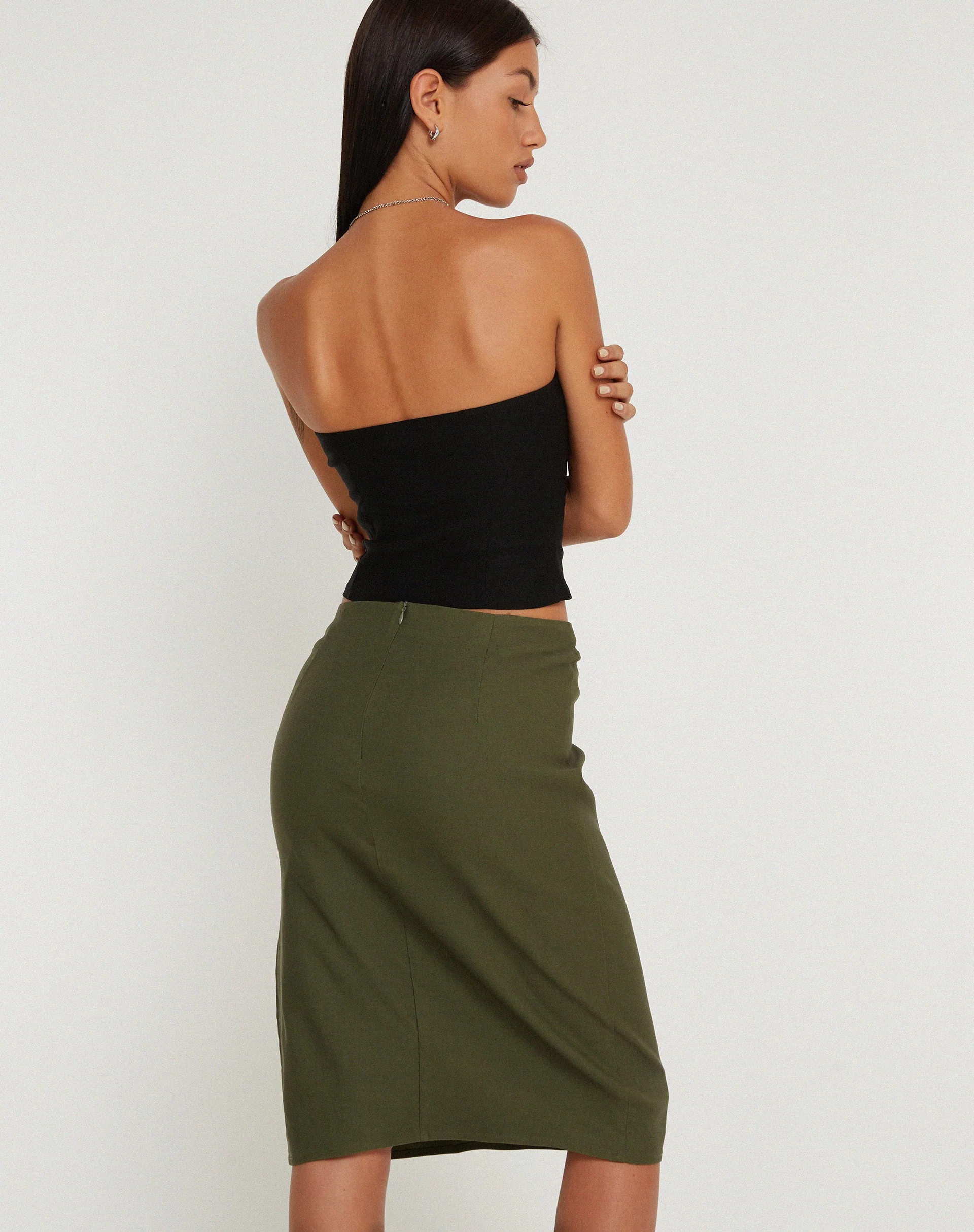 Sekoji Midirock mit Seitenschlitz in Khaki - Image 3
