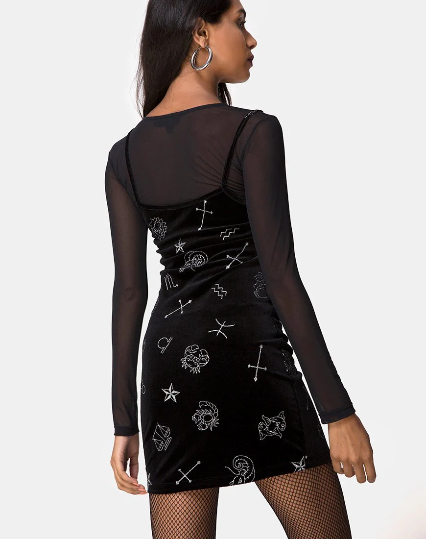 Selah Kleid aus schwarzem Samt Medium Astro Glitter - Image 2