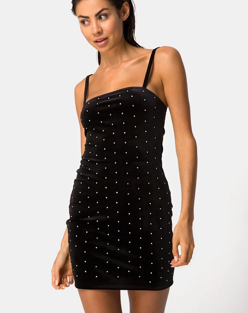 Selah Bodycon Kleid in Diamante Schwarz