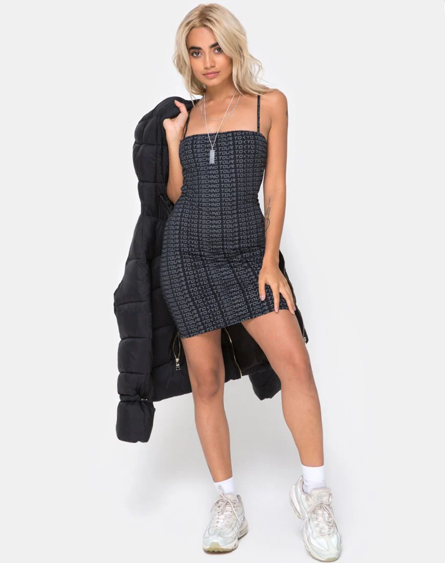Selah Bodycon-Kleid aus Tokyo Techno Tour Schwarz - Image 3