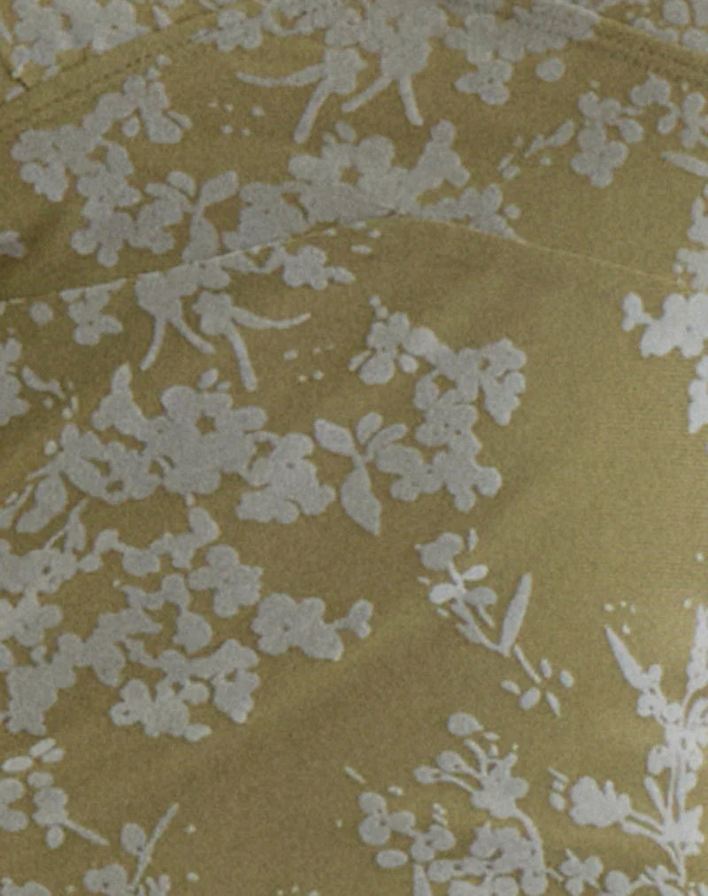 Selayu Midikleid in Moosblüte-Oliv - Image 5