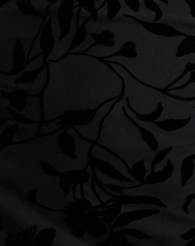 Selca Minikleid in Flock Leaf Flower Schwarz - Image 6
